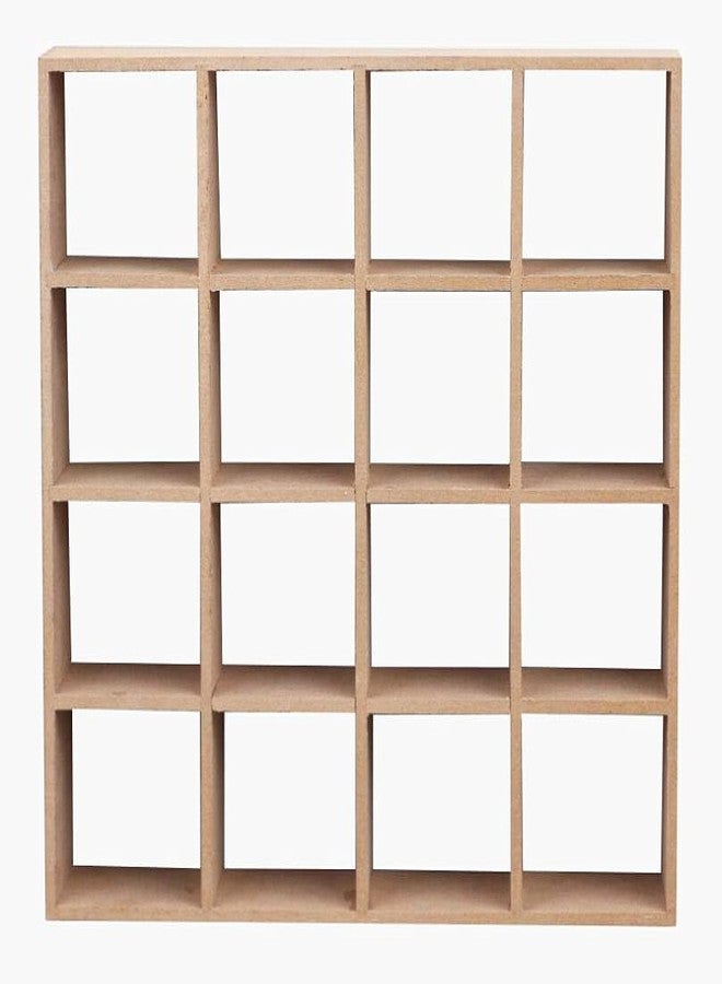 EatingBiting 1:12 1/12 Scale Dollhouse Miniature Furniture Wooden 16 Grid Display Storage Rack Shelf 6.5" Storage Rack 16 Grid Shelves Doll House Wall Rack Bookshelf Display Accessories - Image 1